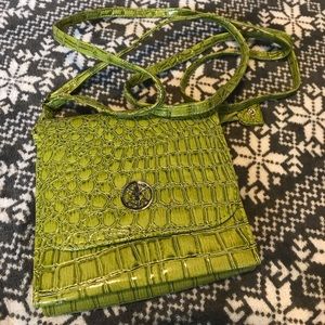 Green wallet with strap
